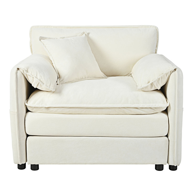 Fauteuil rembourré avec coussin, Beige