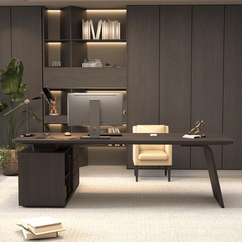 Bureau en L 55,12 po en forme de L en bois fumé, H 29,53 po x l 55,12 po x P 47,24 po