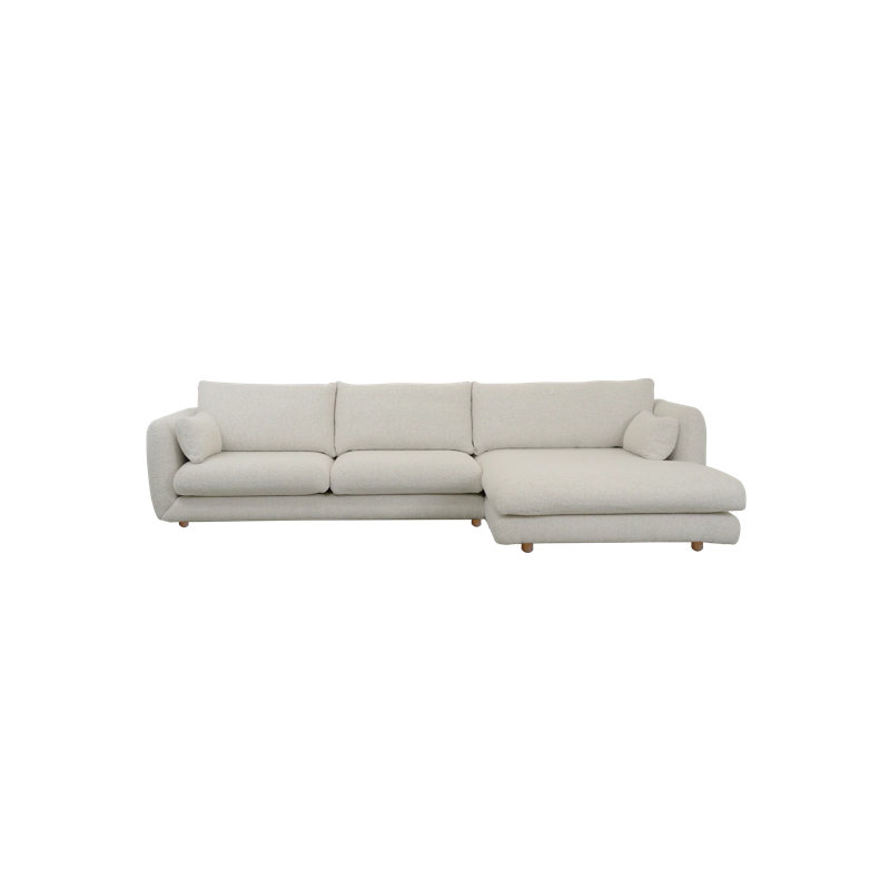 Bloom 2-Seater Sofa W/Chaise Lounge Right & Teak Legs, Brown Cane-line Lola, 31.2" H x 122.1" W x 67" D, Left Hand Facing