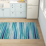 Madelyn Washable Ivory and Blue Machine Woven Area Rug