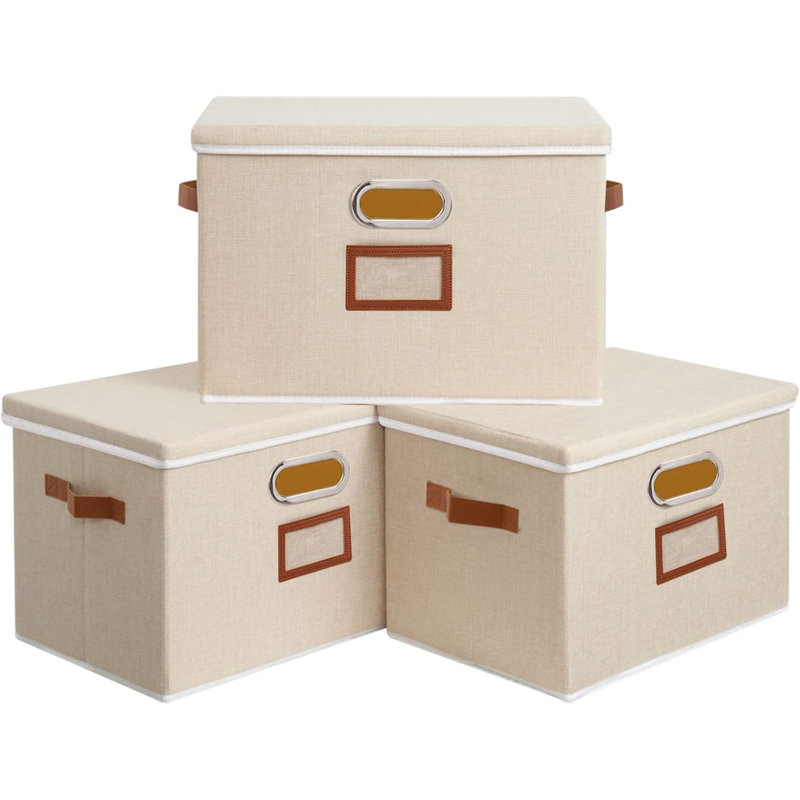 17 Stories Fabric Bin, Beige, 30cm H x 45cm W x 30cm D