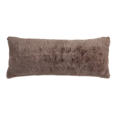 Ruched Rabbit Plush Solid Color Classic Modern Chic Lumbar Pillow with Down Insert 14x36 inch