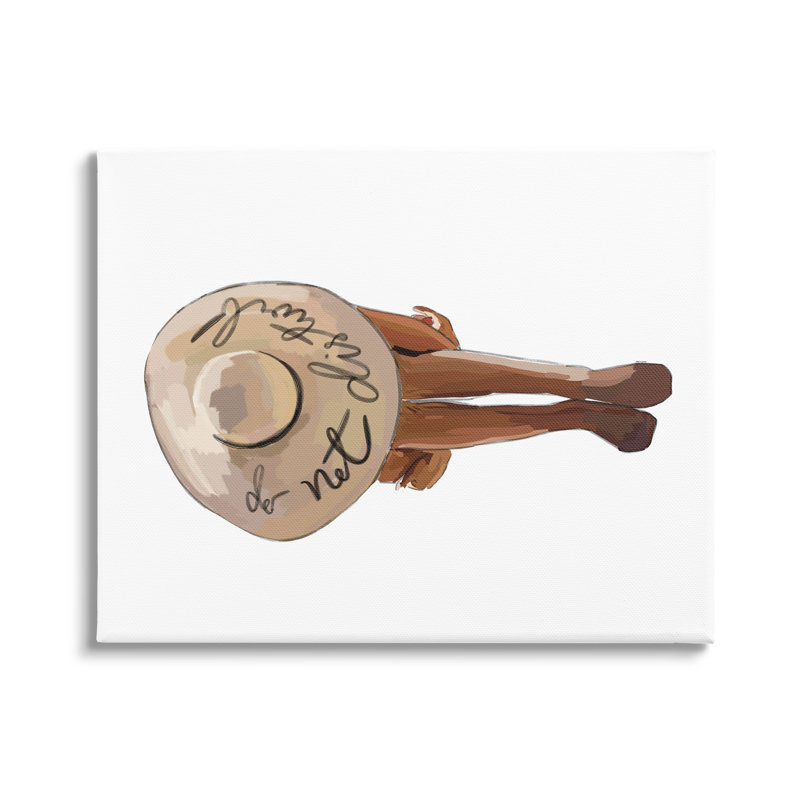 «Do Not Disturb Beach Woman Relaxing Sun Hat» par Amelia Noyes, peinture sur toile à cadre flottant, Toile tendue