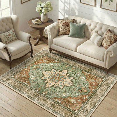 Tapis rétro antidérapant à motif médaillon Sunflower