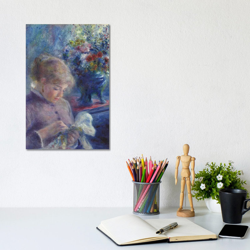 Young Woman Sewing, 1879 by Pierre-Auguste Renoir - Wrapped Canvas Print, 20.32 cm H x 30.48 cm W