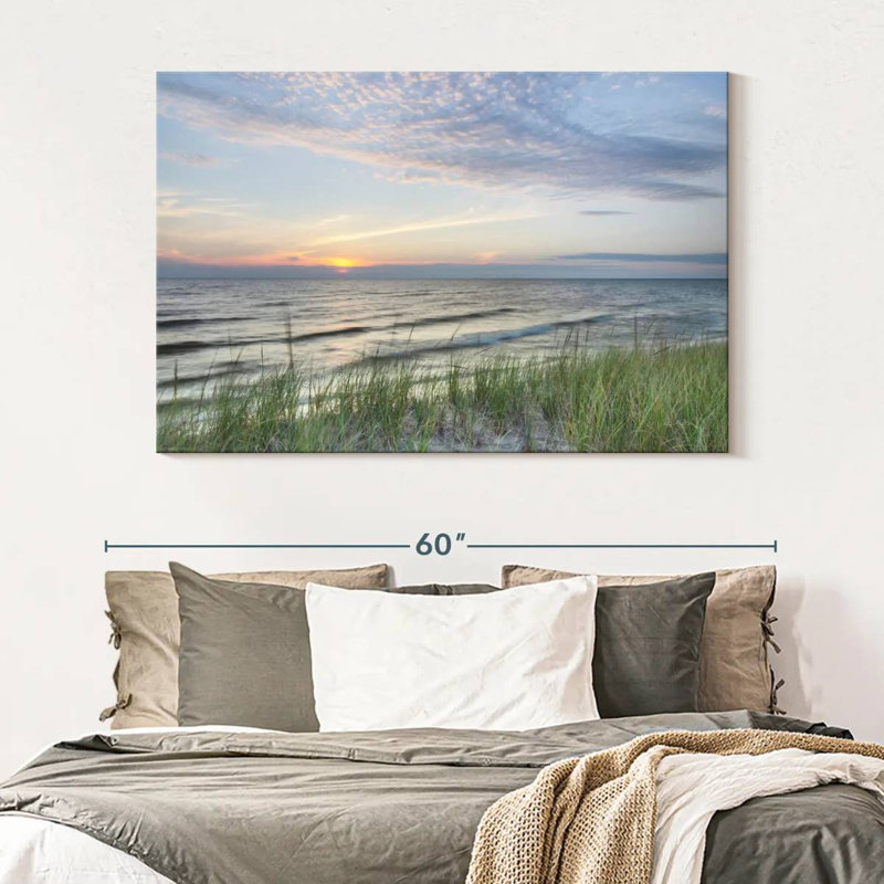 Coucher de soleil sur toile, H 34 po x l 51 po x P 1,25 po