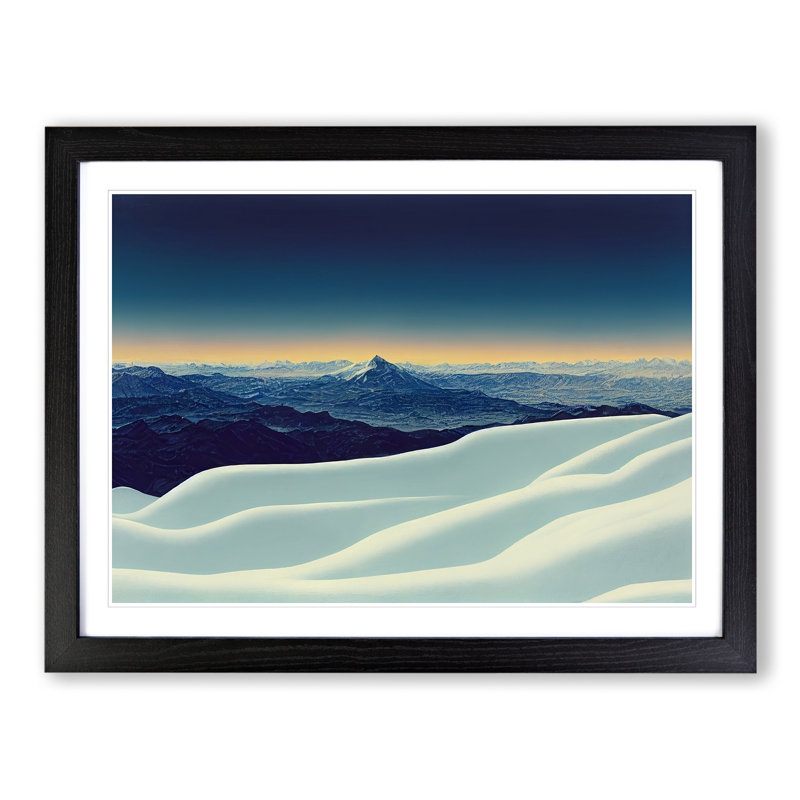 XH1022-10249X Winter Sunrise Over Mountains - Single Picture Frame Painting, Black Framed, 25cm H x 34cm W x 2cm D