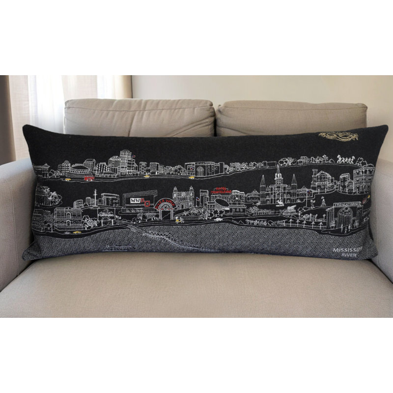 Coussin lombaire New Orleans, Gris, 14 po x 35 po