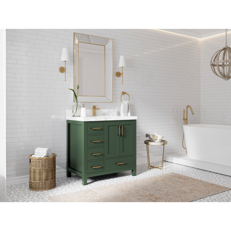 84'' Double Bathroom Vanity with Quartz Top, Dark Walnut, Piatra Gray