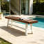 Banc de salle à manger en bois d'acacia avec cadre en métal noir rustique-129028198