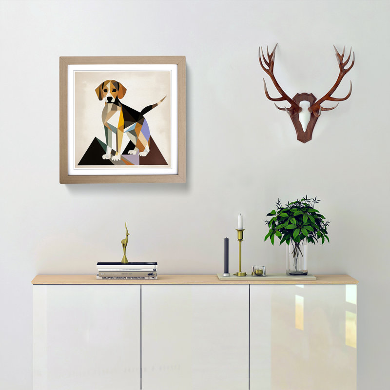Beagle Suprematism - Framed Print, Oak