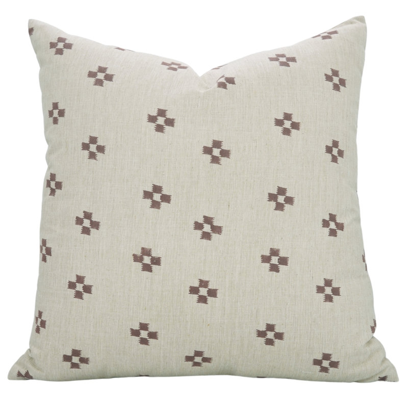 Artisan Floral Block Print Cushion Cover Boho Style Linen Decorative Pillowcase for Living Room & Bedroom- Barfi, Rectangular