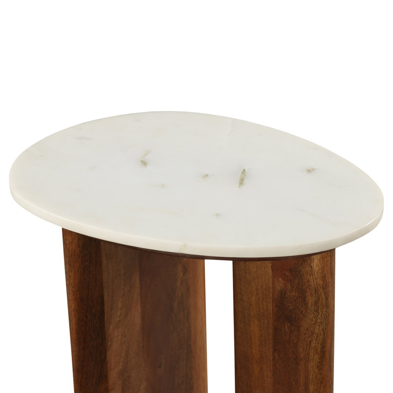 Marble and Mango Wood Accent Table