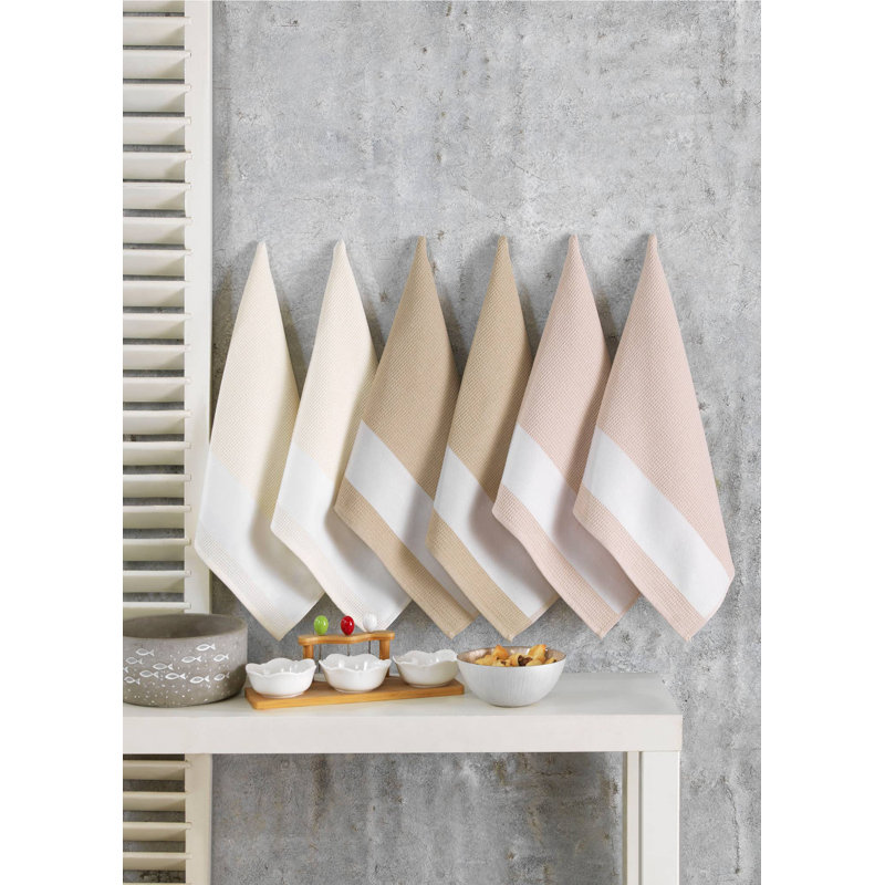 Jacquard - Ensemble de 6 serviettes de cuisine Jacquard, Taupe