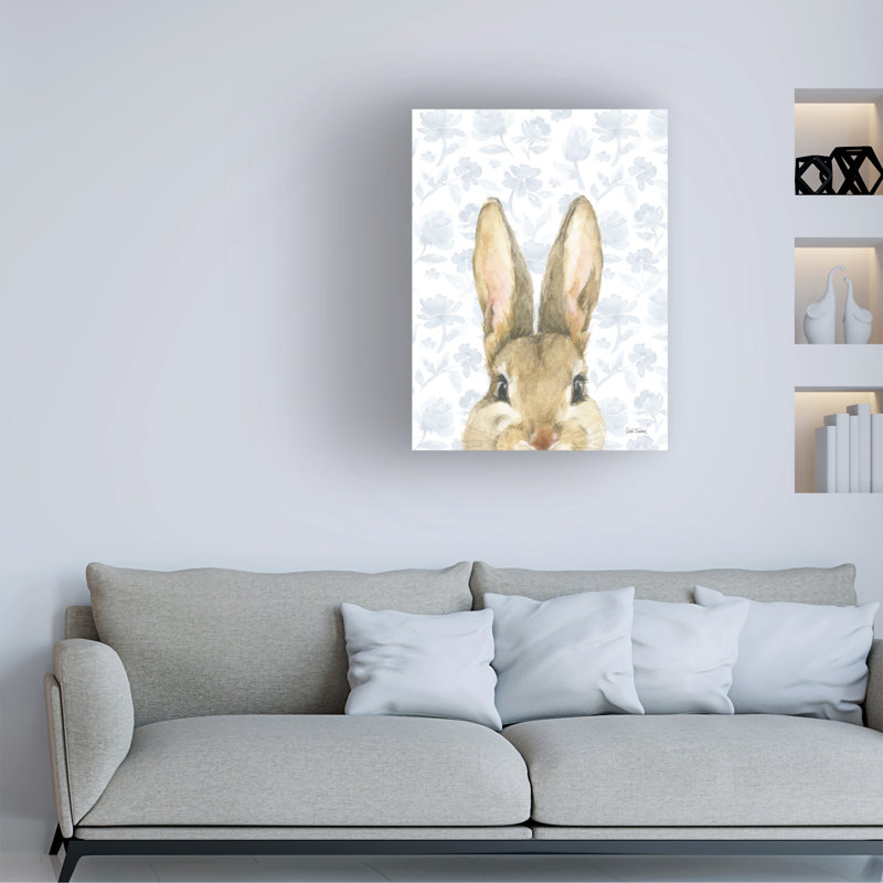  «Leslie Trimbach Garden Bunnies VI», art mural sur toile bleue, H 19 po x l 14 po