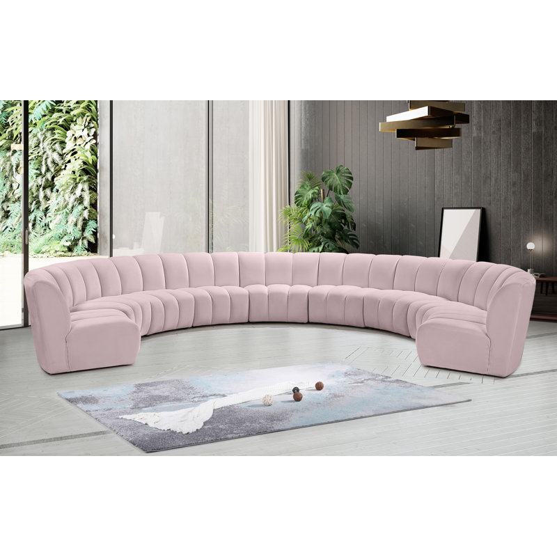 Canapé modulaire en velours Infinity, Velours rose, 9 pièces