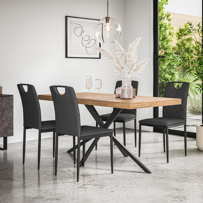 Beaudreult 4 - Person Dining Set, Oak/Black/Charcoal