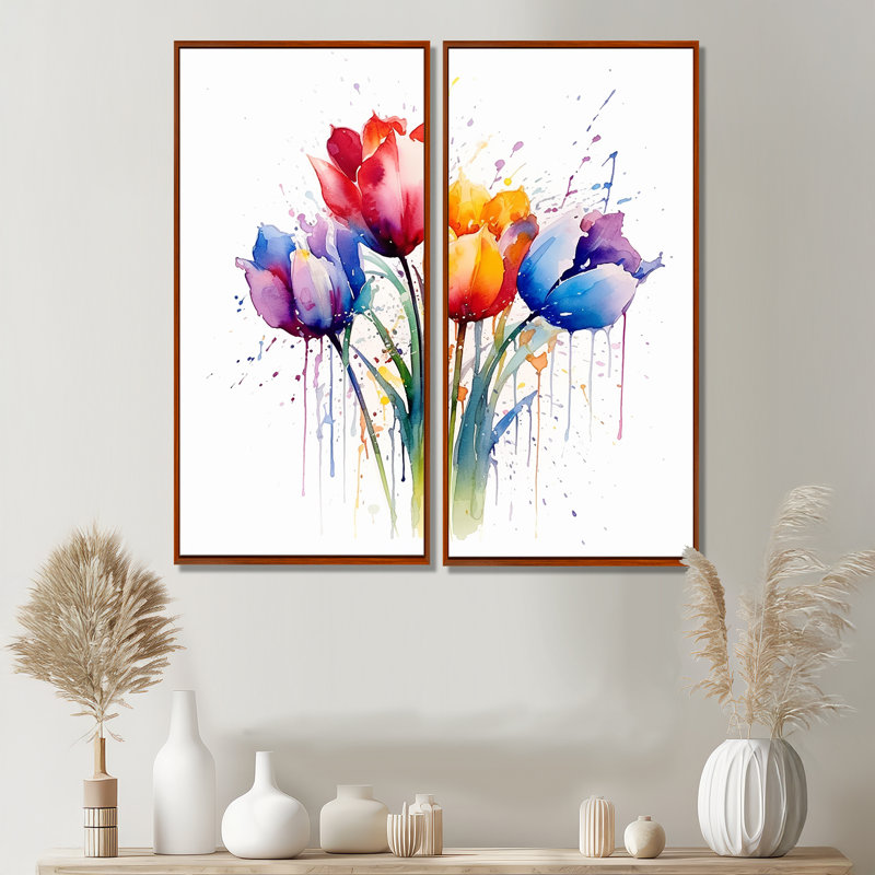 Herald - Art mural traditionnel rose, 20" H x 24" W, Impression encadrée flottante, Brown