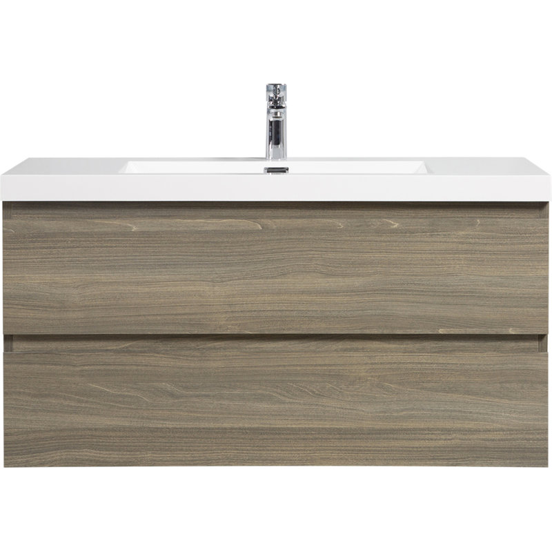 Floating Bathroom Vanity With Sink, Gray, 42"