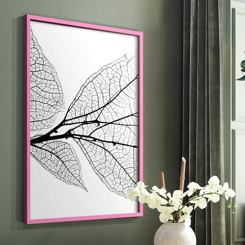 Imprimé floral encadré XXXIX - prêt à être accroché , Rose, H 29 po x l 23 po