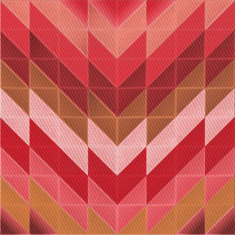 Tapis tissé à la machine en rouge, Carré 7 pi