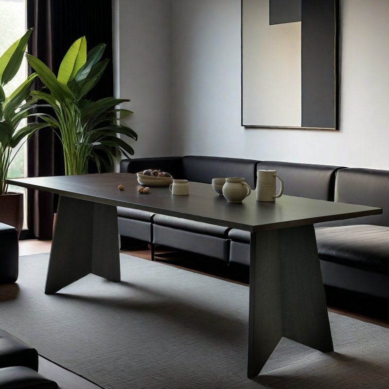 Allaryce Ash Solid Wood Top Dining Table, 29.5"H x 86.6"L x 35.4"W