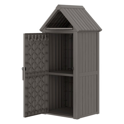 Outdoor Storage Shed With Removable Shelves, Waterproof Resin Outdoor Storage Cabinet