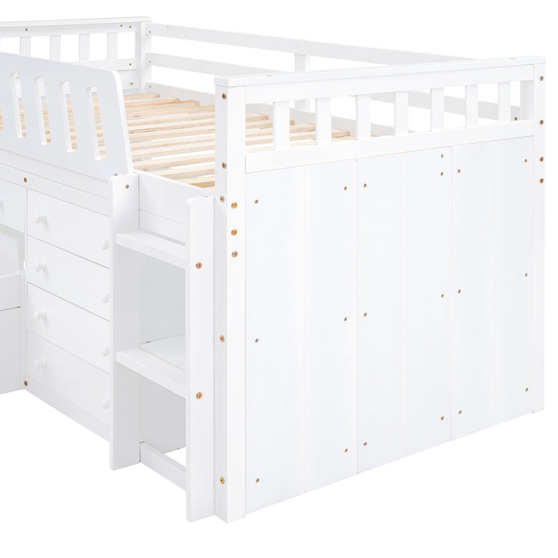 White Twin Loft & Platform Bed With 7 Efficient Space Utilization Drawers And - To Wear