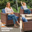 Ensemble de conversation d'extérieur 5 pièces avec tablette, canapé en osier compact et 2 chaises avec table d'appoint-66282601-66282600