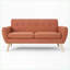 Causeuse en tissu Mid-Century moderne | Point de gaufres à boutons touffetés | Petits espaces l 67,25 po | Orange brûlé