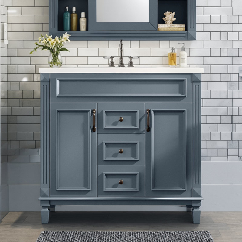 This Single-Sink Bathroom Vanity With A Top Sink Is Paired With A Modern Storage Cabinet With 2 Soft-Closing Doors And 2 Drawers. It Provides Practical And Convenient Storage, Efficient Space Utilization, And Is Both Beautiful And Functional.