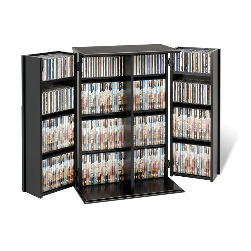 Pinevalley 24'' Wide 11 - Shelf Media Storage with Cable Management, Black