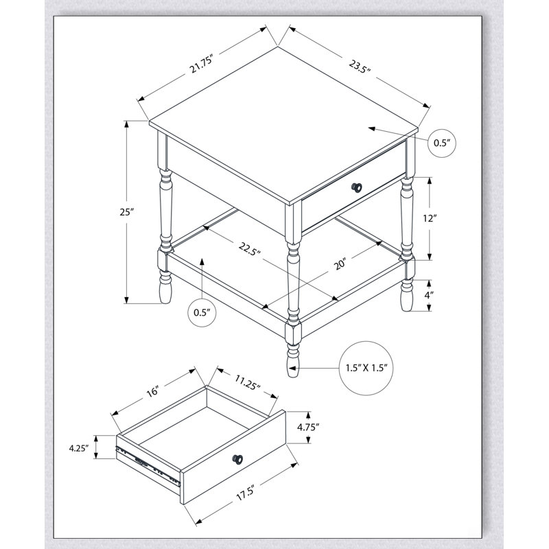 Table d'appoint carrée traditionnelle à 2 niveaux en placage de noyer foncé, parfaite pour le salon et la chambre à coucher
