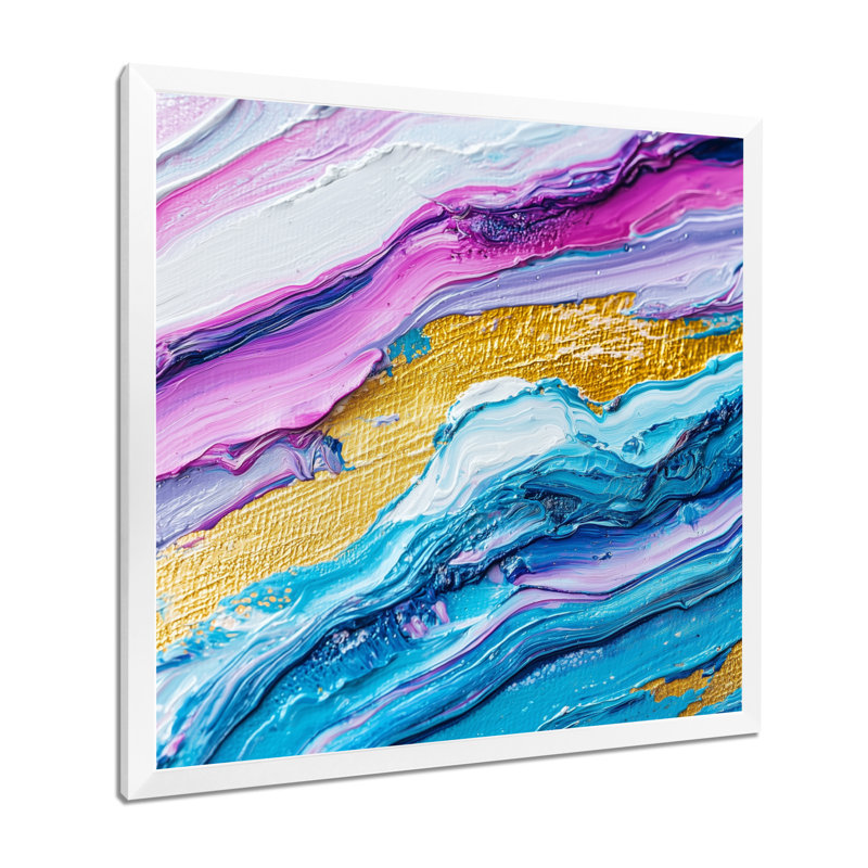 Abstrait vagues lavande de l'inconnu - Art mural abstrait grand, H 36 po x l 36 po, Reproduction encadrée d'une seule photo