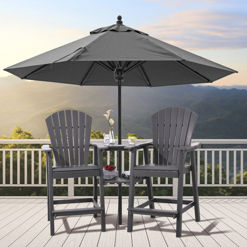 Maybeck 2-Piece Outdoor Adirondack Chair With Table, Gray