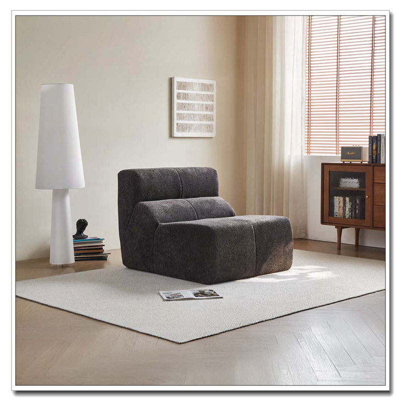 Fauteuil d'appoint, fauteuil sans accoudoirs en velours, Gris