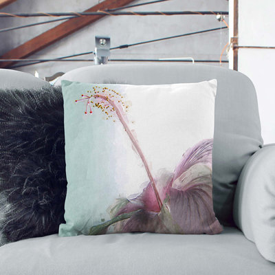 Pink Hibiscus Flower Cushion with Filling