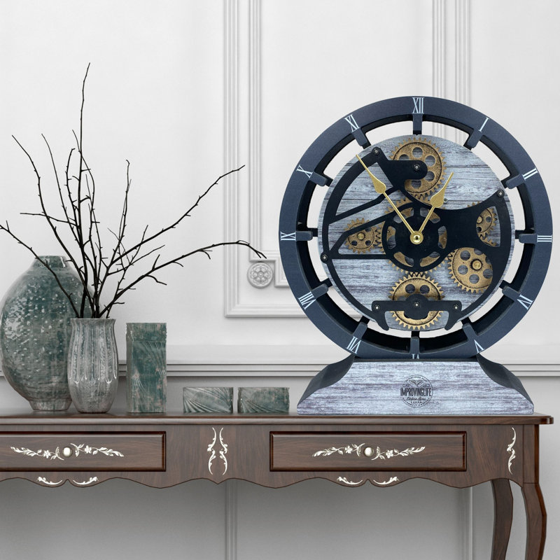 No Style Analogue Fir Solid Wood Quartz Movement / Crystal Tabletop Clock, Silver Grey