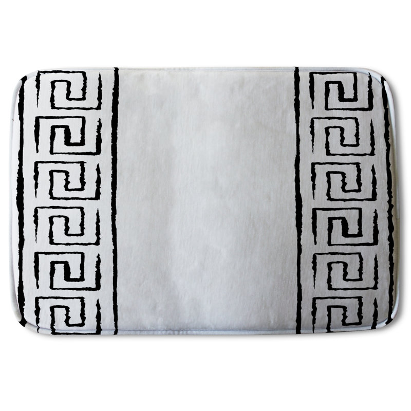 Aisosa Non-Slip Bath Rug, Greek Key Border