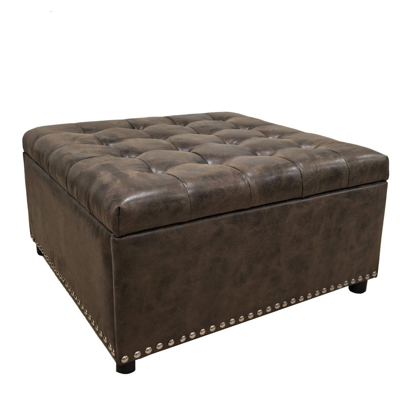 Tufted Storage Ottoman With Studs