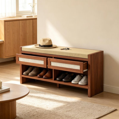 Banc à chaussures brun avec assise rembourrée