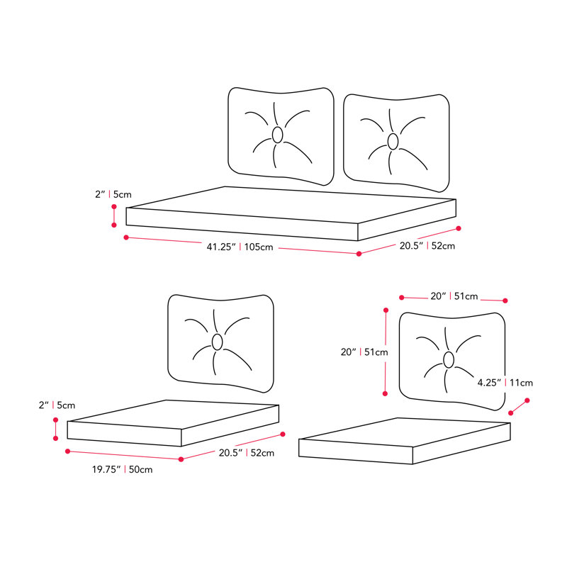 Ensemble de coussins de remplacement 7 pièces, Blanc chaud