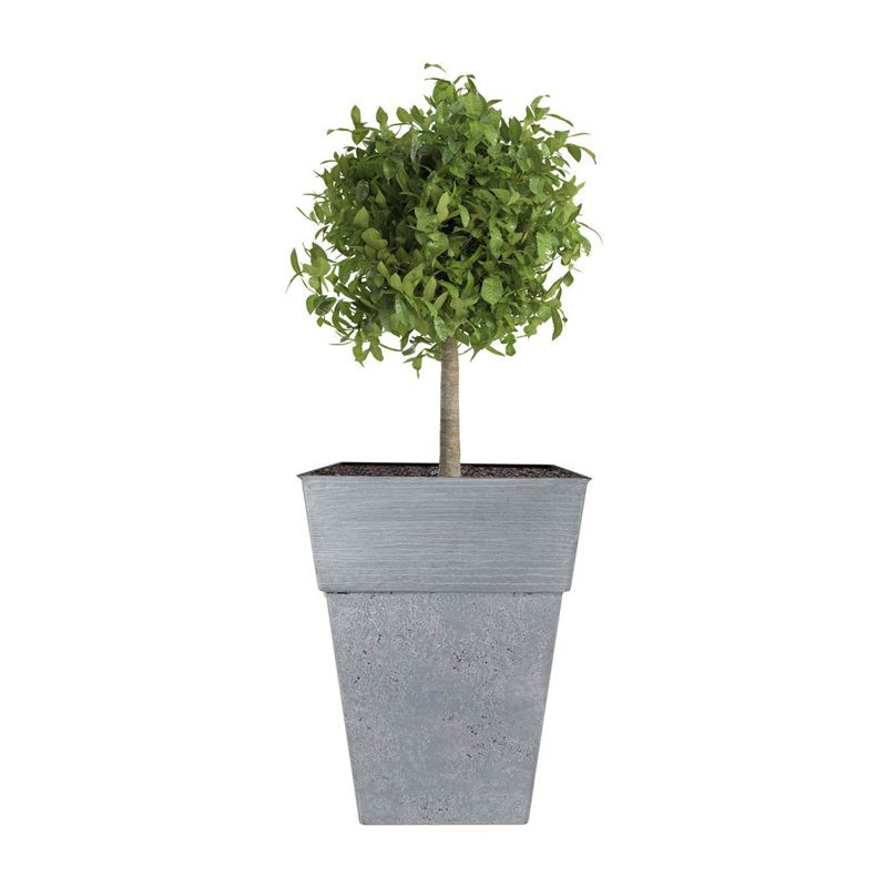 Ebern Designs Avino 13 Inch Square Resin Flower Planter Pot, Oxidized Black