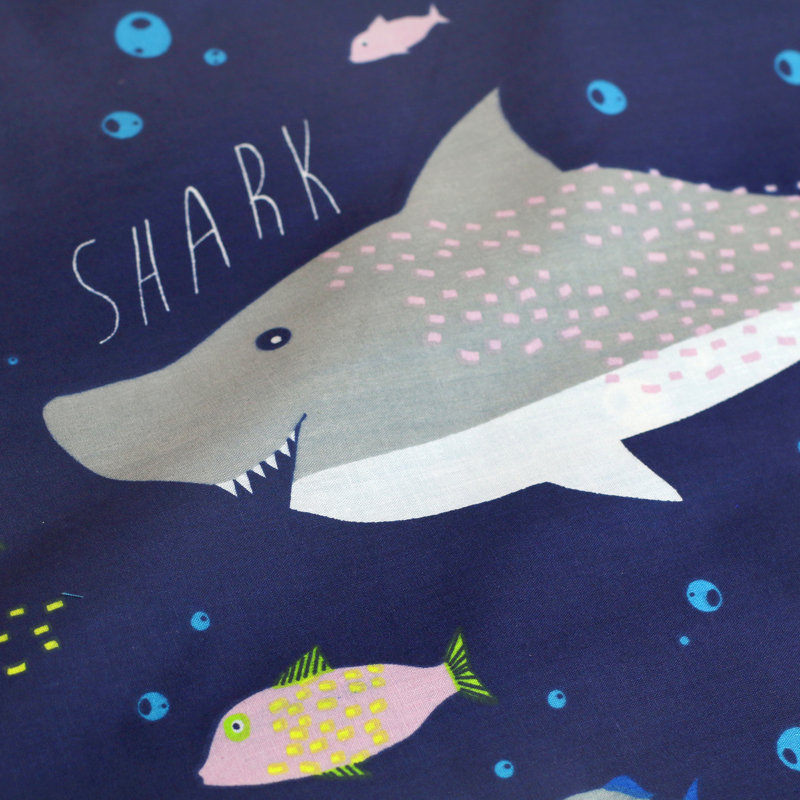 Sea Life Navy Blue/Gray/Orange 132 TC Reversible Duvet Cover Set, Double Duvet Cover + 2 Standard Pillowcases