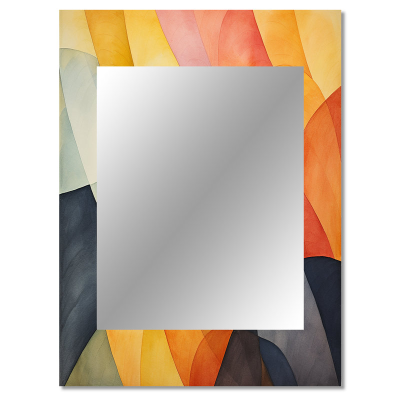 Carreaux géométriques aux couleurs douces II - grand miroir mural géométrique, miroir décoratif moderne, impression d'art en métal