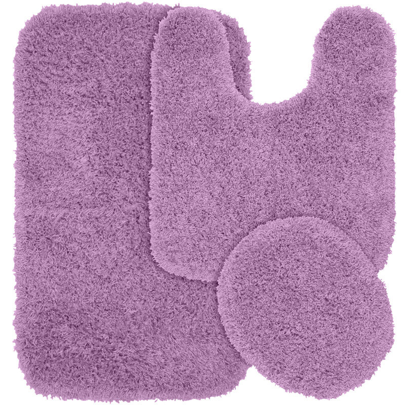 Ensemble de 3 tapis de bain antidérapants en nylon Dextra, Mauve