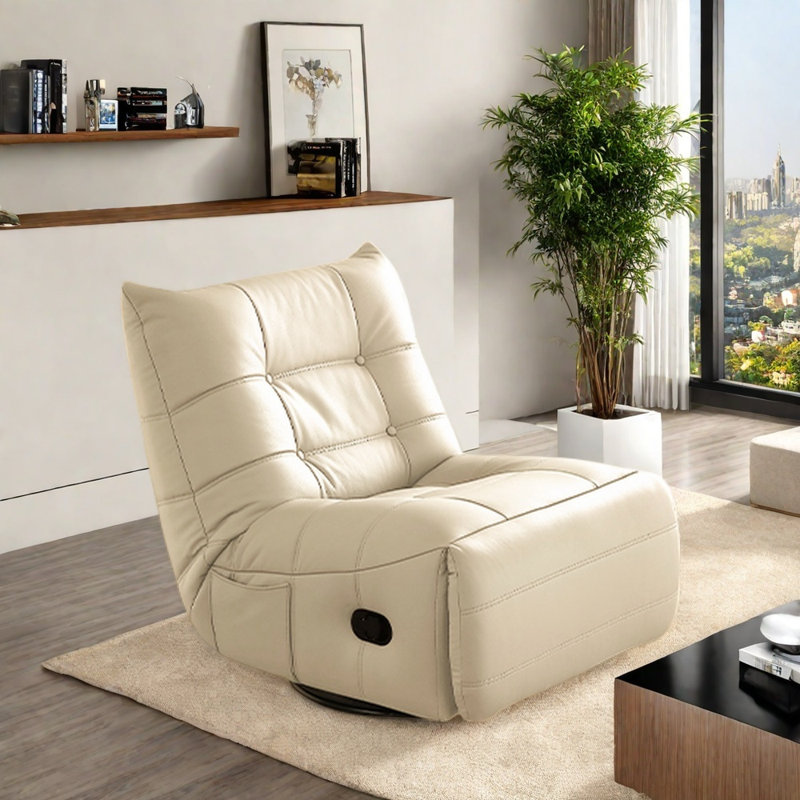 Modern comfortable wear-resistant rocking chair, Off White Faux Leather