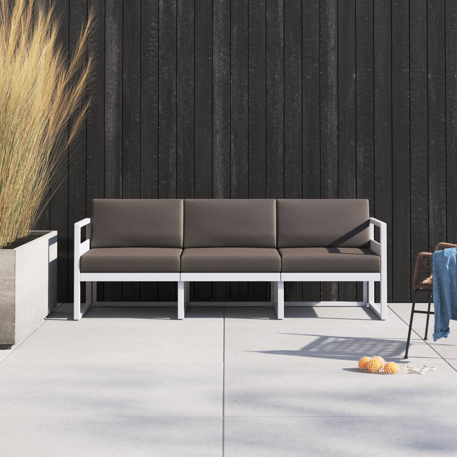 Larry 79" Sunbrella® Patio Sofa, Charcoal, Silver/Gray