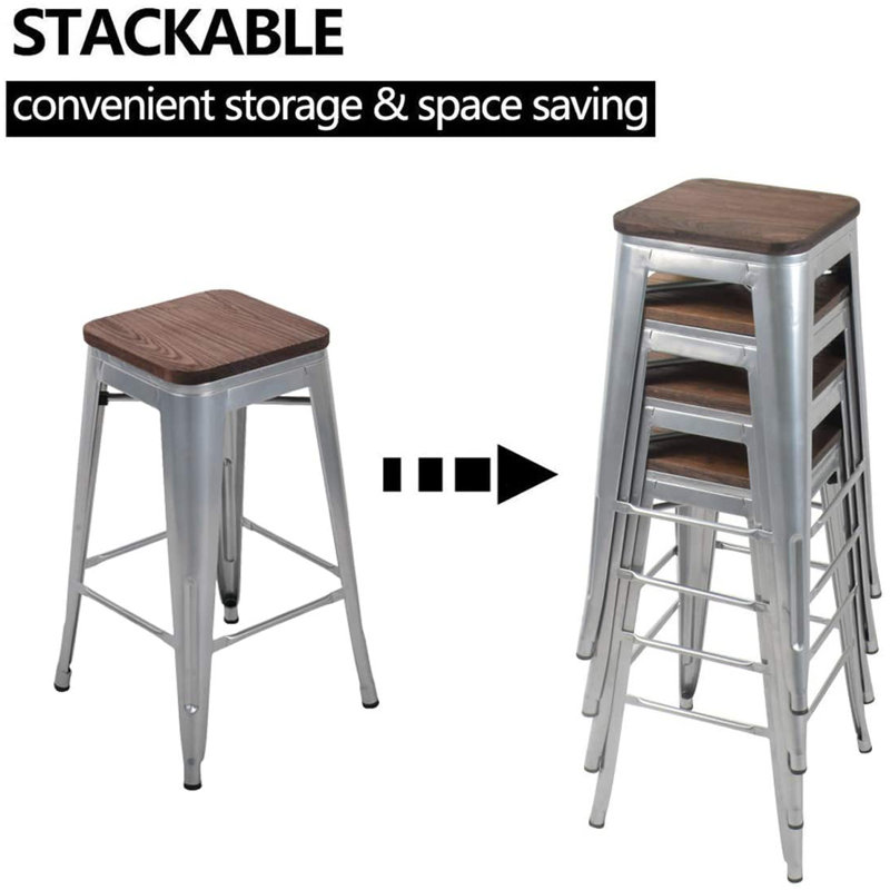 Hartung Counter Stool with Metal Frame, Grey, Bar Stool (30" Seat Height)