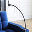 Fauteuil-lit en velours bleu avec coussin en fibre (poches de rangement réglables bleues et support de téléphone amovible)